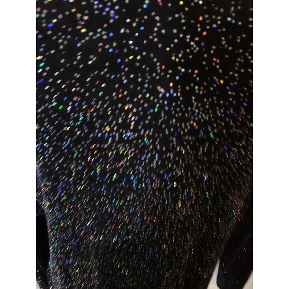 Vintage Impressions of California Black Rainbow Glitter Top Size M Holiday Glam - Picture 2 of 15